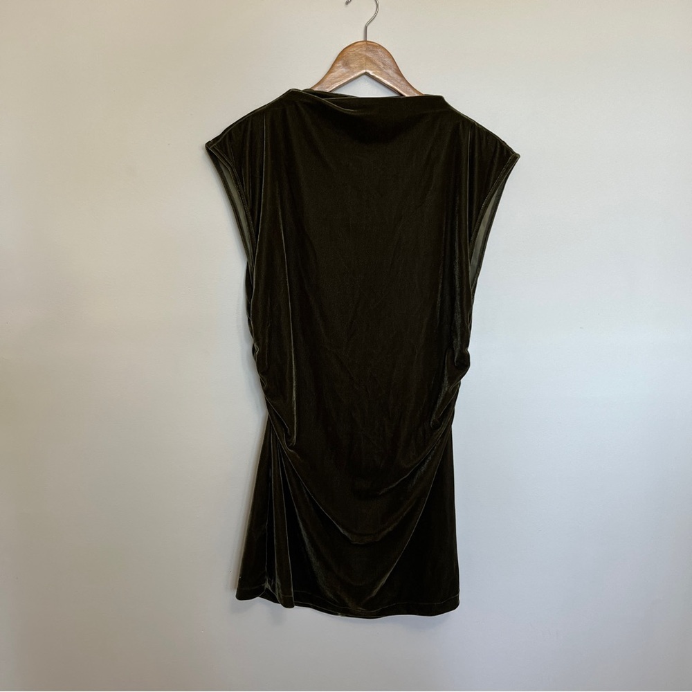 Reformation Emerald Olive Green Velvet Sleeveless Alden Dress XL NWT
